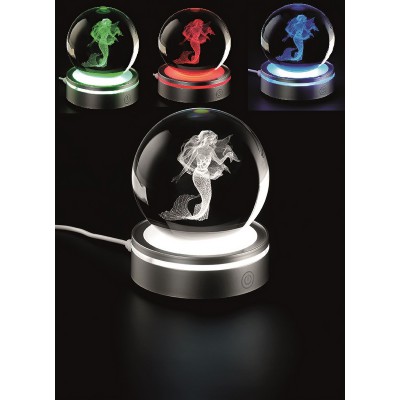 ΚΡΥΣΤΑΛΛΙΝΗ ΜΠΑΛΑ ΦΩΤΙΣΤΙΚΟ ΠΟΥ ΑΛΛΑΖΕΙ ΧΡΩΜΑΤΑ ΜΕ ΠΛΑΣΤΙΚΗ ΑΣΗΜΙ ΒΑΣΗ ΓΟΡΓΟΝΑ Φ8cm