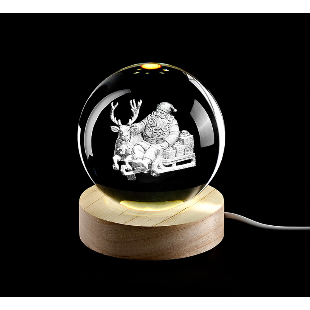 ΚΡΥΣΤΑΛΛΙΝΗ ΜΠΑΛΑ ΦΩΤΙΣΤΙΚΟ ΜΕ ΞΥΛΙΝΗ ΒΑΣΗ ΕΛΚΗΘΡΟ ΜΕ ΤΑΡΑΝΔΟ 10cm 