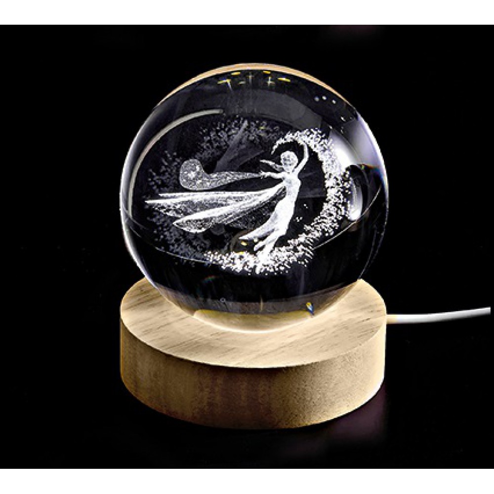 ΚΡΥΣΤΑΛΛΙΝΗ ΜΠΑΛΑ ΦΩΤΙΣΤΙΚΟ ΜΕ ΞΥΛΙΝΗ ΒΑΣΗ ΝΕΡΑΙΔΑ 5cm 