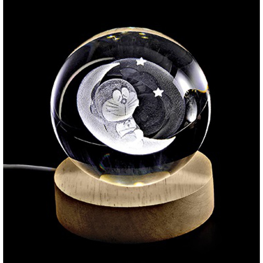 ΚΡΥΣΤΑΛΛΙΝΗ ΜΠΑΛΑ ΦΩΤΙΣΤΙΚΟ ΜΕ ΞΥΛΙΝΗ ΒΑΣΗ ΦΕΓΓΑΡΙ 5cm 