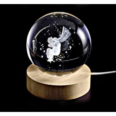 ΚΡΥΣΤΑΛΛΙΝΗ ΜΠΑΛΑ ΦΩΤΙΣΤΙΚΟ ΜΕ ΞΥΛΙΝΗ ΒΑΣΗ ΜΙΚΡΟΣ ΠΡΙΓΚΙΠΑΣ 5cm