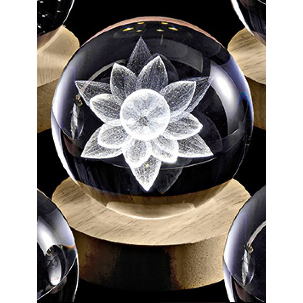 ΚΡΥΣΤΑΛΛΙΝΗ ΜΠΑΛΑ ΦΩΤΙΣΤΙΚΟ ΜΕ ΞΥΛΙΝΗ ΒΑΣΗ ΛΟΥΛΟΥΔΙ 5cm 