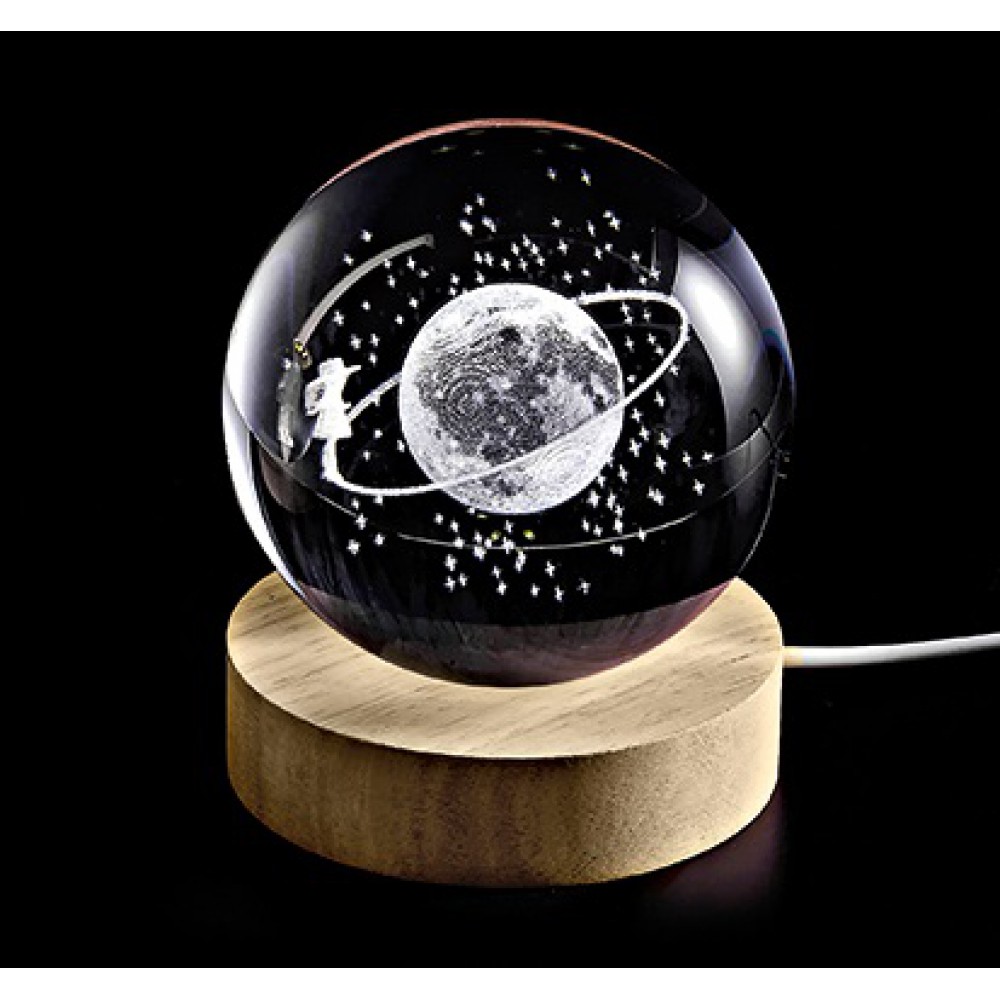 ΚΡΥΣΤΑΛΛΙΝΗ ΜΠΑΛΑ ΦΩΤΙΣΤΙΚΟ ΜΕ ΞΥΛΙΝΗ ΒΑΣΗ ΤΡΟΧΙΑ ΤΗΣ ΓΗΣ 5cm 