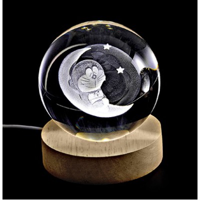 ΚΡΥΣΤΑΛΛΙΝΗ ΜΠΑΛΑ ΦΩΤΙΣΤΙΚΟ ΜΕ ΞΥΛΙΝΗ ΒΑΣΗ ΦΕΓΓΑΡΙ 6cm