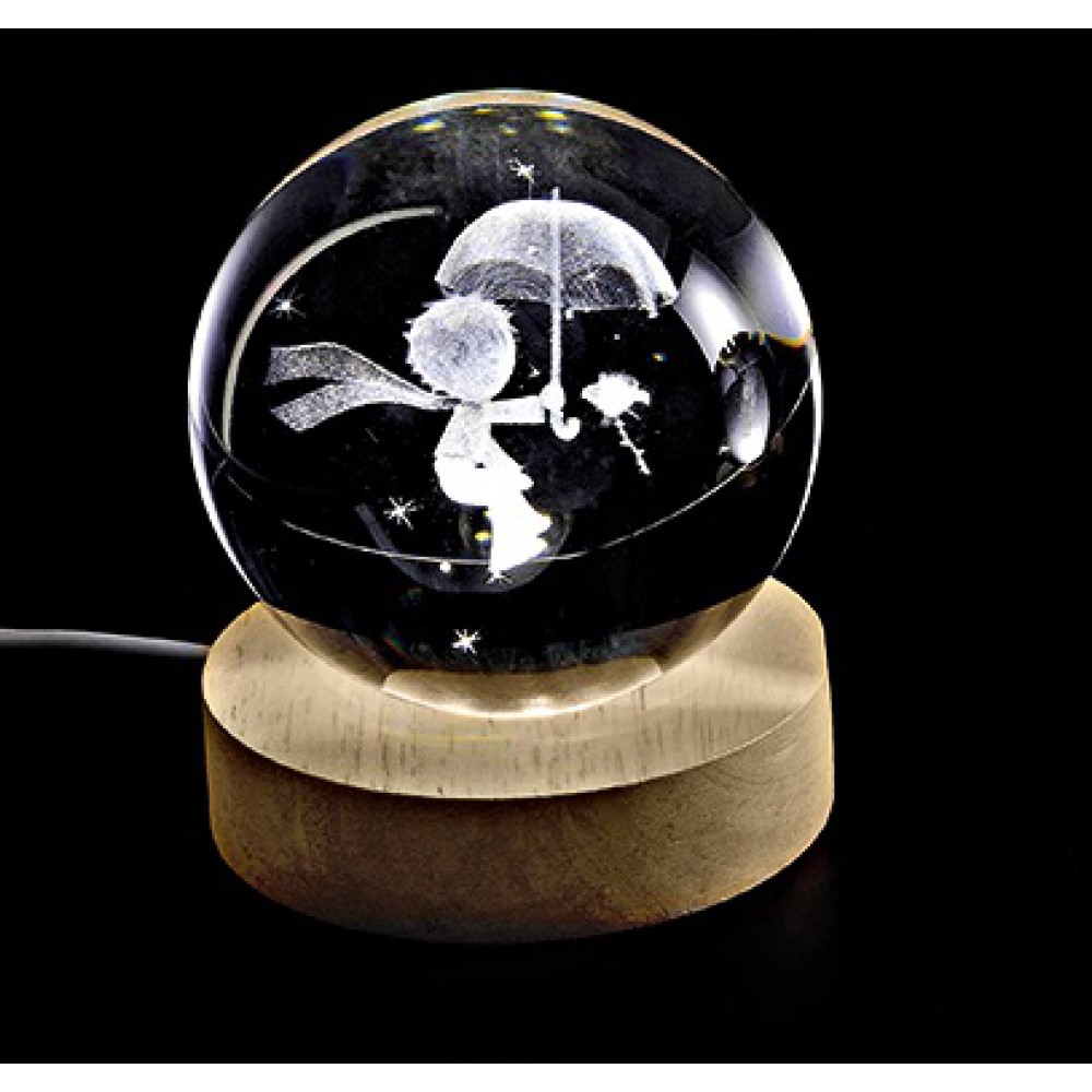 ΚΡΥΣΤΑΛΛΙΝΗ ΜΠΑΛΑ ΦΩΤΙΣΤΙΚΟ ΜΕ ΞΥΛΙΝΗ ΒΑΣΗ ΜΙΚΡΟΣ ΠΡΙΓΚΙΠΑΣ ΜΕ ΟΜΠΡΕΛΑ 6cm 