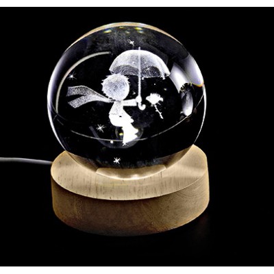 ΚΡΥΣΤΑΛΛΙΝΗ ΜΠΑΛΑ ΦΩΤΙΣΤΙΚΟ ΜΕ ΞΥΛΙΝΗ ΒΑΣΗ ΜΙΚΡΟΣ ΠΡΙΓΚΙΠΑΣ ΜΕ ΟΜΠΡΕΛΑ 6cm