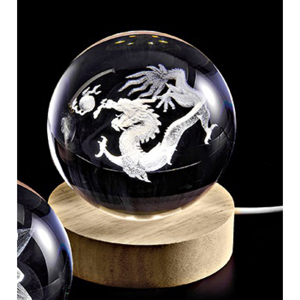 ΚΡΥΣΤΑΛΛΙΝΗ ΜΠΑΛΑ ΦΩΤΙΣΤΙΚΟ ΜΕ ΞΥΛΙΝΗ ΒΑΣΗ ΔΡΑΚΟΣ 6cm 