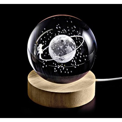 ΚΡΥΣΤΑΛΛΙΝΗ ΜΠΑΛΑ ΦΩΤΙΣΤΙΚΟ ΜΕ ΞΥΛΙΝΗ ΒΑΣΗ ΤΡΟΧΙΑ ΤΗΣ ΓΗΣ 6cm