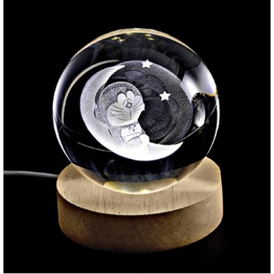 ΚΡΥΣΤΑΛΛΙΝΗ ΜΠΑΛΑ ΦΩΤΙΣΤΙΚΟ ΜΕ ΞΥΛΙΝΗ ΒΑΣΗ ΦΕΓΓΑΡΙ 7cm