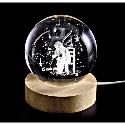 ΚΡΥΣΤΑΛΛΙΝΗ ΜΠΑΛΑ ΦΩΤΙΣΤΙΚΟ ΜΕ ΞΥΛΙΝΗ ΒΑΣΗ ΜΙΚΡΟΣ ΠΡΙΓΚΙΠΑΣ 7cm