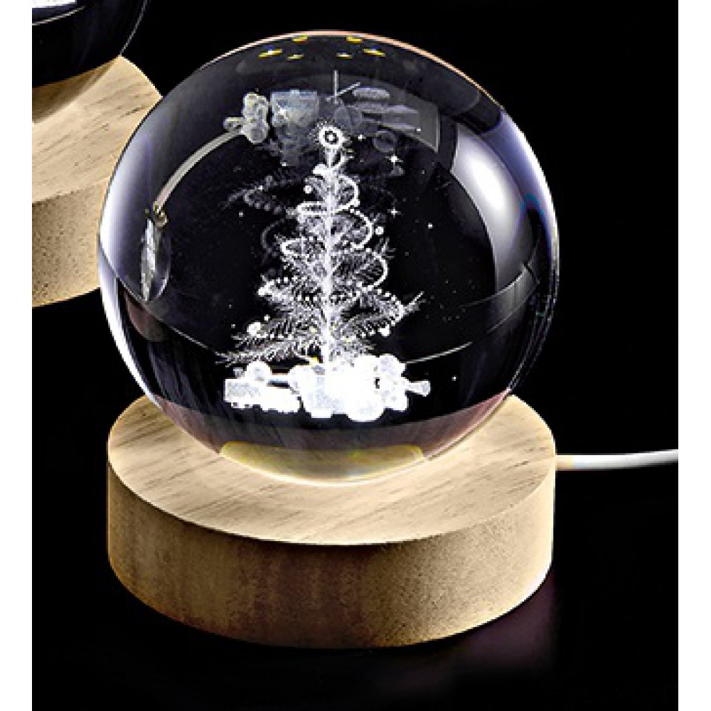 ΚΡΥΣΤΑΛΛΙΝΗ ΜΠΑΛΑ ΦΩΤΙΣΤΙΚΟ ΜΕ ΞΥΛΙΝΗ ΒΑΣΗ ΔΕΝΤΡΟ 8cm 