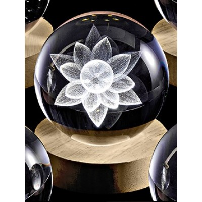 ΚΡΥΣΤΑΛΛΙΝΗ ΜΠΑΛΑ ΦΩΤΙΣΤΙΚΟ ΜΕ ΞΥΛΙΝΗ ΒΑΣΗ ΛΟΥΛΟΥΔΙ 8cm