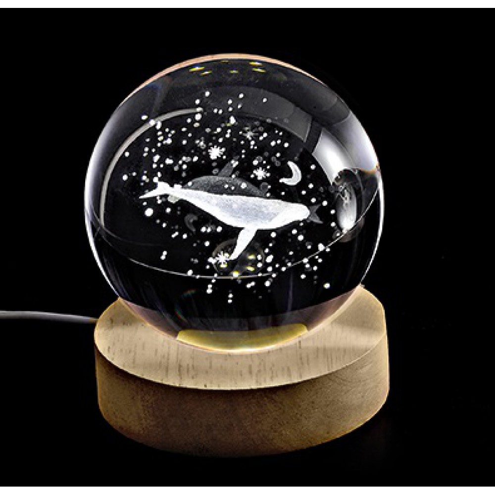 ΚΡΥΣΤΑΛΛΙΝΗ ΜΠΑΛΑ ΦΩΤΙΣΤΙΚΟ ΜΕ ΞΥΛΙΝΗ ΒΑΣΗ ΦΑΛΑΙΝΑ 8cm 