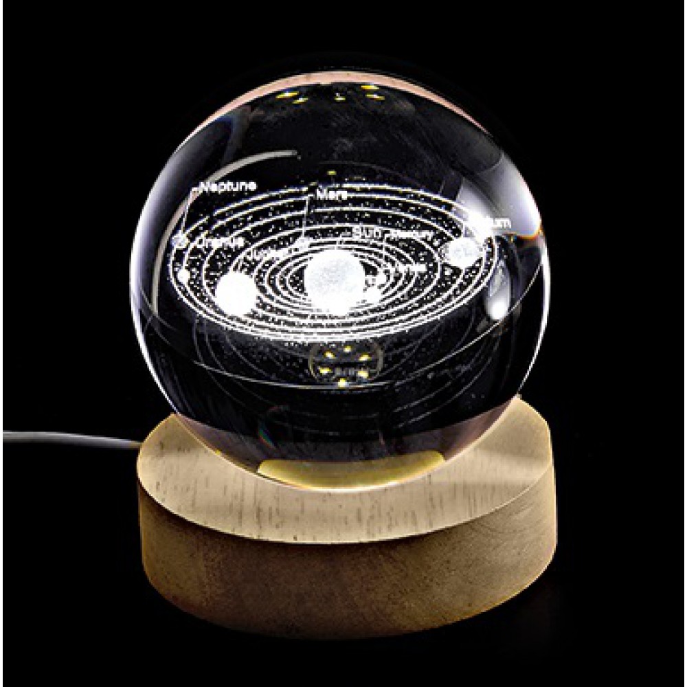 ΚΡΥΣΤΑΛΛΙΝΗ ΜΠΑΛΑ ΦΩΤΙΣΤΙΚΟ ΜΕ ΞΥΛΙΝΗ ΒΑΣΗ ΗΛΙΑΚΟ ΣΥΣΤΗΜΑ 8cm 