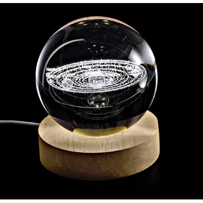 ΚΡΥΣΤΑΛΛΙΝΗ ΜΠΑΛΑ ΦΩΤΙΣΤΙΚΟ ΜΕ ΞΥΛΙΝΗ ΒΑΣΗ ΗΛΙΑΚΟ ΣΥΣΤΗΜΑ 8cm