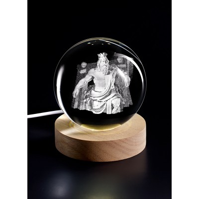 ΚΡΥΣΤΑΛΛΙΝΗ ΜΠΑΛΑ ΦΩΤΙΣΤΙΚΟ ΜΕ ΞΥΛΙΝΗ ΒΑΣΗ ΔΙΑΣ 8cm