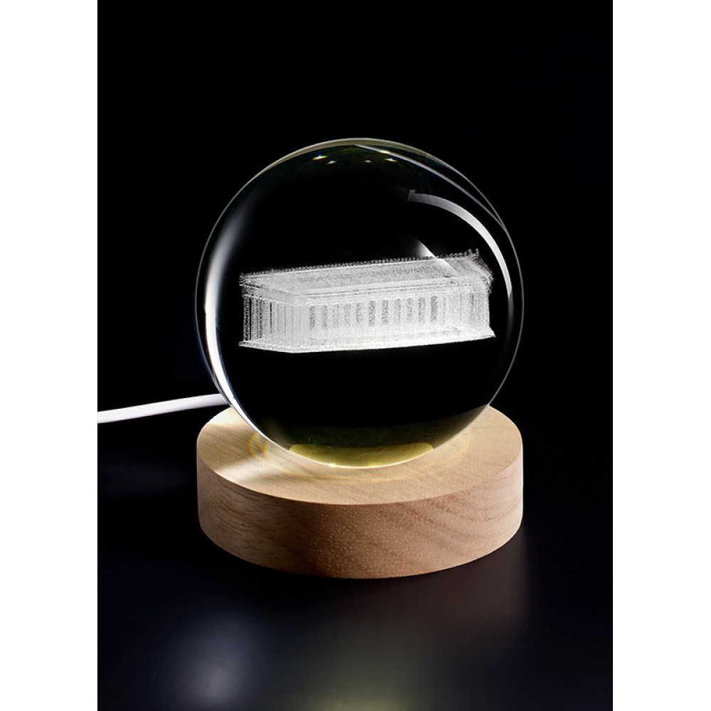ΚΡΥΣΤΑΛΛΙΝΗ ΜΠΑΛΑ ΦΩΤΙΣΤΙΚΟ ΜΕ ΞΥΛΙΝΗ ΒΑΣΗ ΠΑΡΘΕΝΩΝΑΣ  8cm 