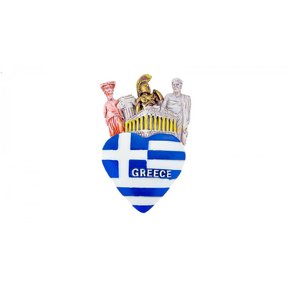 ΜΑΓΝΗΤΑΚΙ ΚΑΡΔΙΑ ΕΛΛΗΝΙΚΗ ΣΗΜΑΙΑ ''GREECE'' ΜΕ ΑΓΑΛΜΑΤΑ 5.5x9cm 