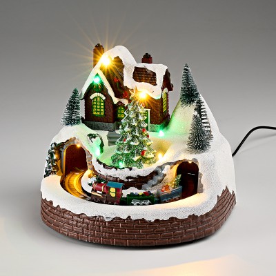 ΧΡΙΣΤΟΥΓΕΝΝΙΑΤΙΚΟ ΧΩΡΙΟ ΔΕΝΤΡΟ & ΤΡΕΝΑΚΙ ΜΕ ΦΩΣ,ΜΟΥΣΙΚΗ & ΚΙΝΗΣΗ 19x15x16cm