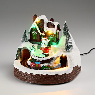 ΧΡΙΣΤΟΥΓΕΝΝΙΑΤΙΚΟ ΧΩΡΙΟ ΑΪ ΒΑΣΙΛΗΣ & ΤΡΕΝΑΚΙ ΜΕ ΦΩΣ,ΜΟΥΣΙΚΗ & ΚΙΝΗΣΗ 19x18x16.5cm