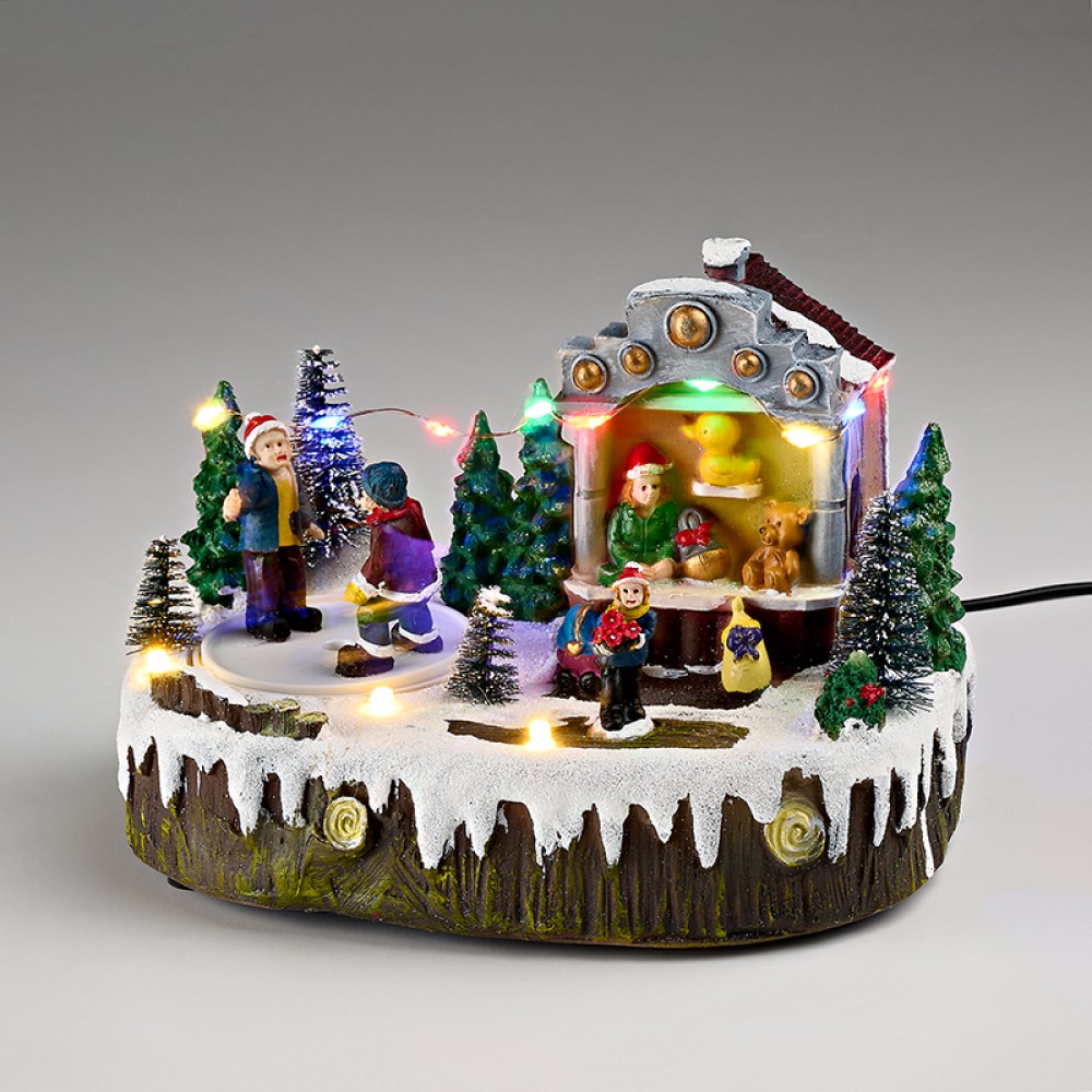 ΧΡΙΣΤΟΥΓΕΝΝΙΑΤΙΚΟ ΧΩΡΙΟ ''ΧΙΟΝΙΣΜΕΝΗ ΠΛΑΤΕΙΑ'' ΜΕ ΦΩΣ,ΜΟΥΣΙΚΗ & ΚΙΝΗΣΗ 19x12x14cm 