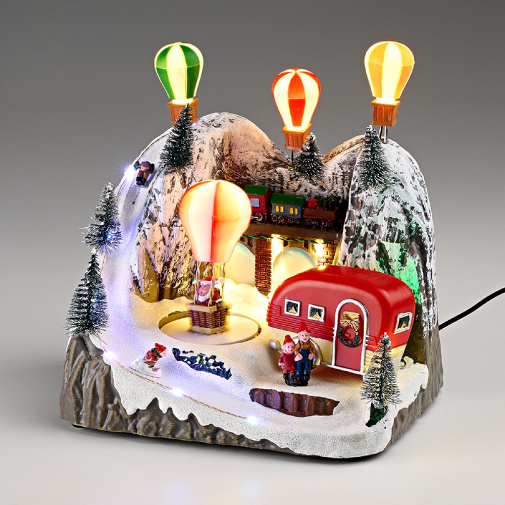 ΧΡΙΣΤΟΥΓΕΝΝΙΑΤΙΚΟ ΧΩΡΙΟ ΑΕΡΟΣΤΑΤΑ ΜΕ ΦΩΣ,ΜΟΥΣΙΚΗ & ΚΙΝΗΣΗ 21x15x22cm 