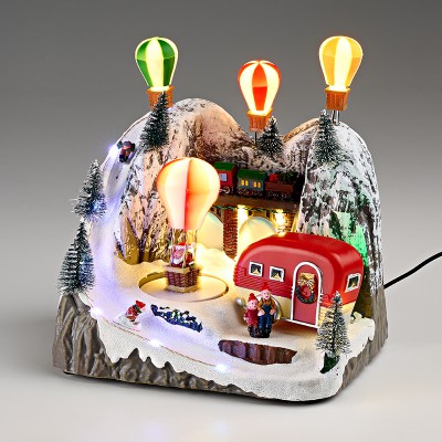 ΧΡΙΣΤΟΥΓΕΝΝΙΑΤΙΚΟ ΧΩΡΙΟ ΑΕΡΟΣΤΑΤΑ ΜΕ ΦΩΣ,ΜΟΥΣΙΚΗ & ΚΙΝΗΣΗ 21x15x22cm