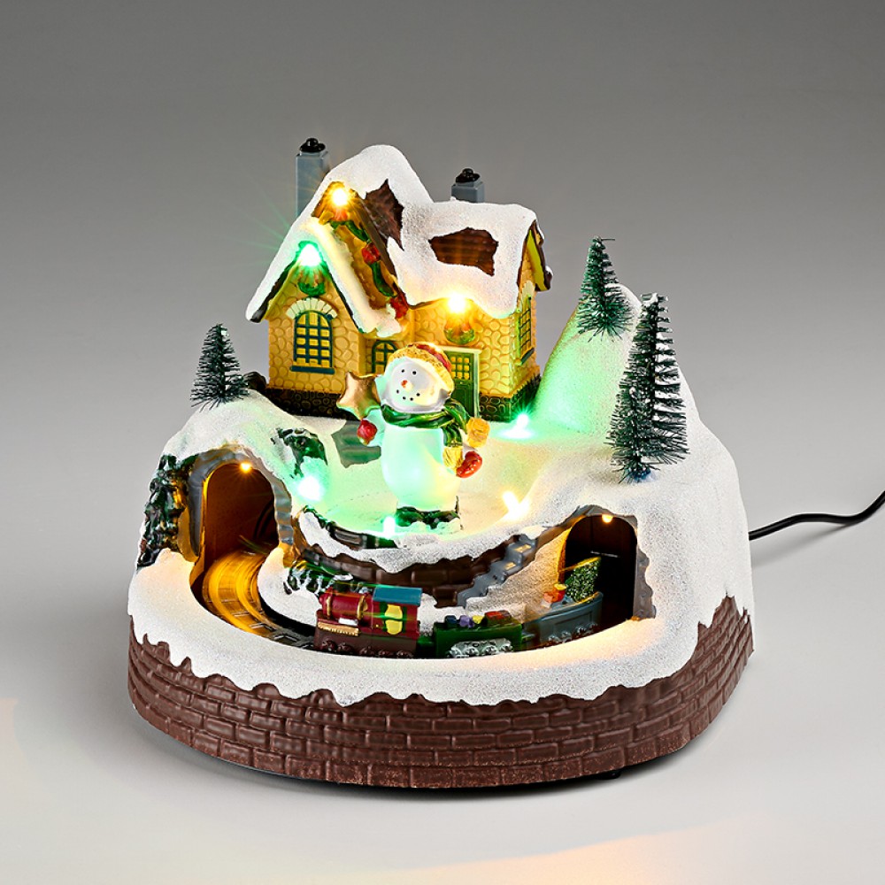 ΧΡΙΣΤΟΥΓΕΝΝΙΑΤΙΚΟ ΧΩΡΙΟ ΤΡΕΝΑΚΙ ΜΕ ΦΩΣ,ΜΟΥΣΙΚΗ & ΚΙΝΗΣΗ 19x18x16cm 