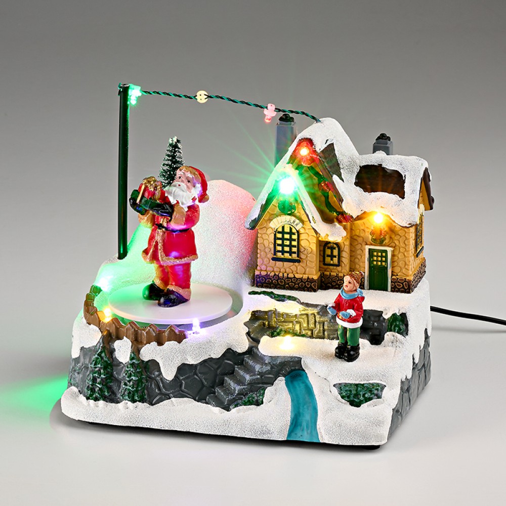 ΧΡΙΣΤΟΥΓΕΝΝΙΑΤΙΚΟ ΧΩΡΙΟ ΑΪ ΒΑΣΙΛΗΣ ΜΕ ΦΩΣ,ΜΟΥΣΙΚΗ & ΚΙΝΗΣΗ 16.5x12x15cm 