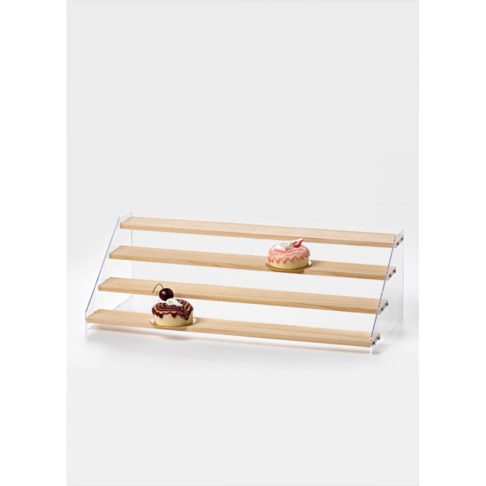ΣΤΑΝΤ ΠΡΟΒΟΛΗΣ ΠΡΟΙΟΝΤΩΝ 4 ΕΠΙΠΕΔΩΝ PLEXIGLASS/ΞΥΛΟ 40x22x15cm ΠΛΑΤΟΣ ΘΕΣΗΣ ΠΡΟΒΟΛΗΣ 5.5cm 