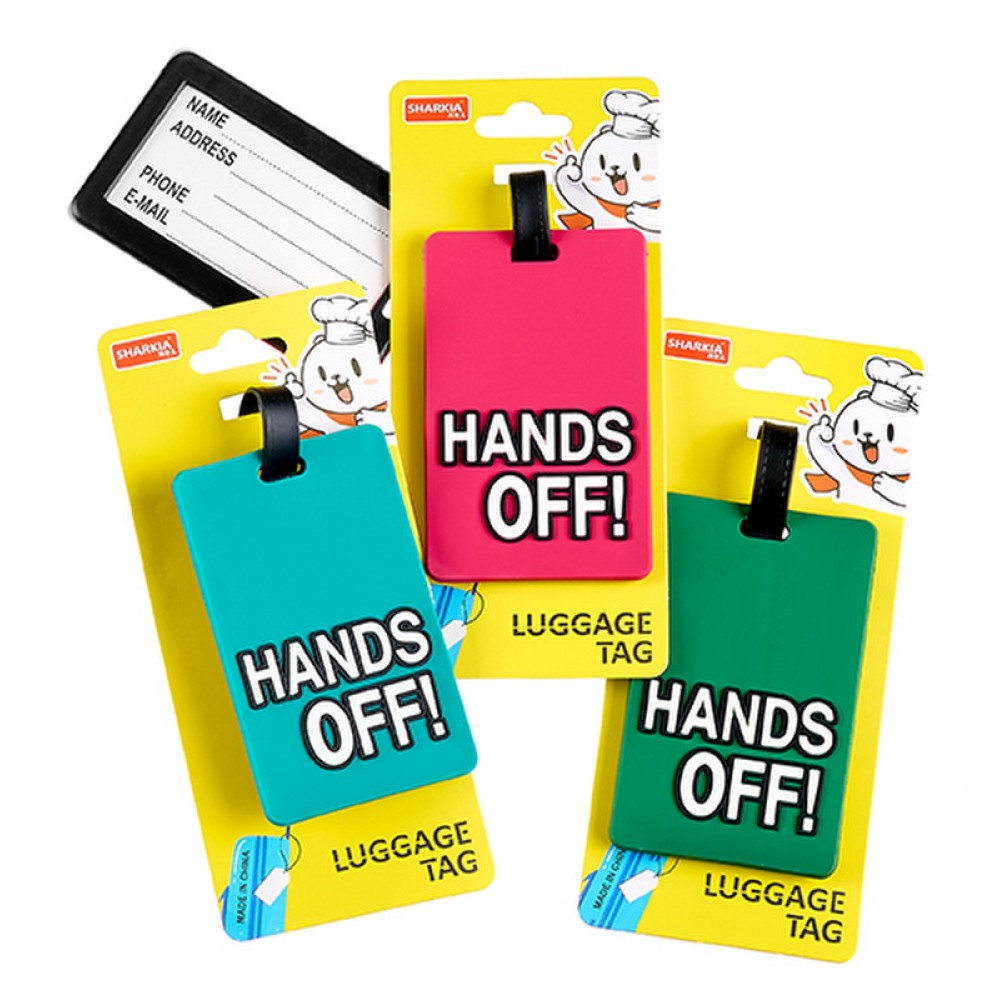 ΕΤΙΚΕΤΑ ΓΙΑ ΒΑΛΙΤΣΑ ''HANDS OFF!'' ΣΕ 3 ΧΡΩΜΑΤΑ 6.5X10.5cm 