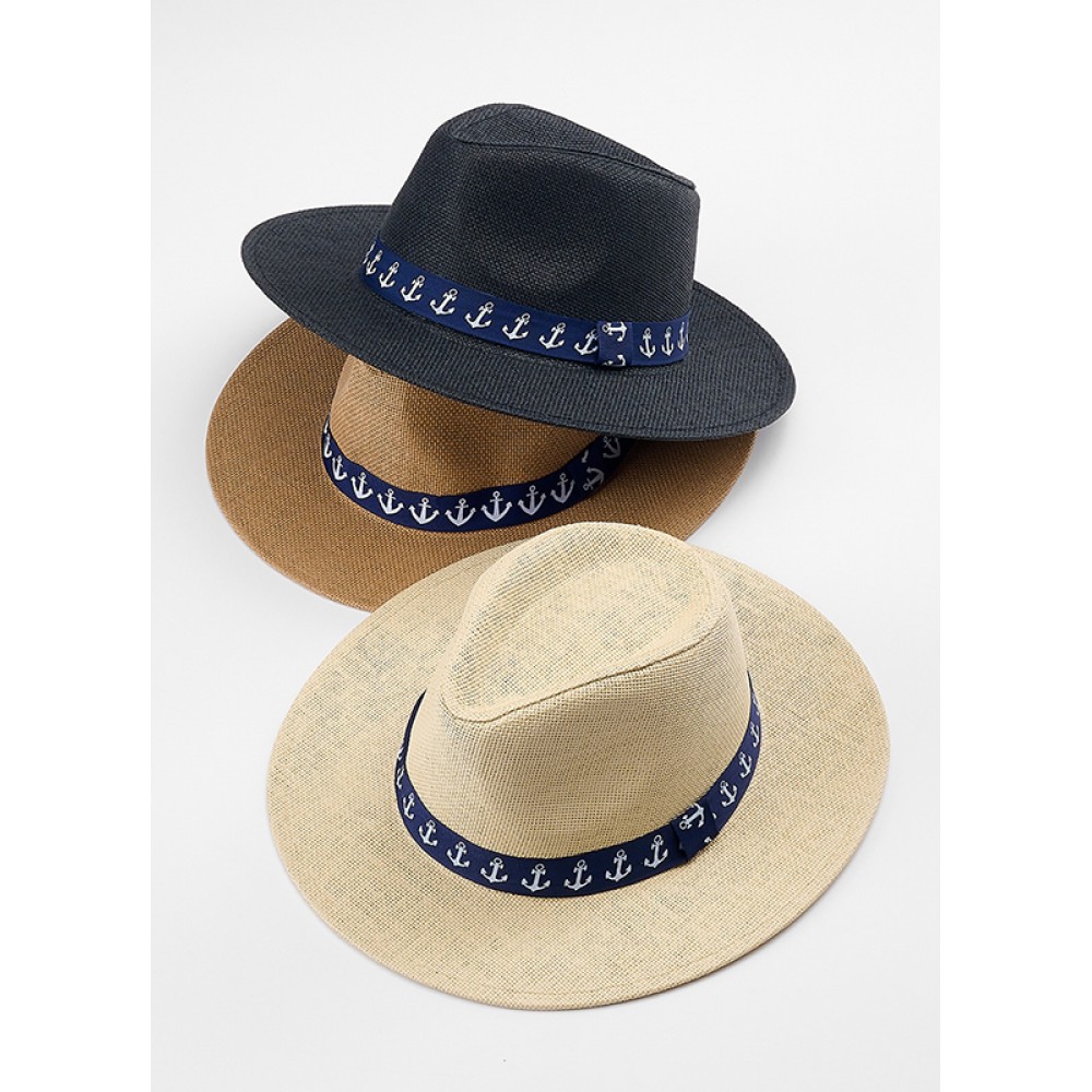 ΚΑΠΕΛΟ ΨΑΘΙΝΟ PANAMA ΜΕ ΑΓΚΥΡΕΣ 3 ΧΡΩΜΑΤΩΝ 