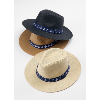 ΚΑΠΕΛΟ ΨΑΘΙΝΟ PANAMA ΜΕ ΑΓΚΥΡΕΣ 3 ΧΡΩΜΑΤΩΝ