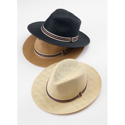 ΚΑΠΕΛΟ ΨΑΘΙΝΟ PANAMA ΜΕ NAVY ΚΟΡΔΕΛΑ 3 ΧΡΩΜΑΤΩΝ