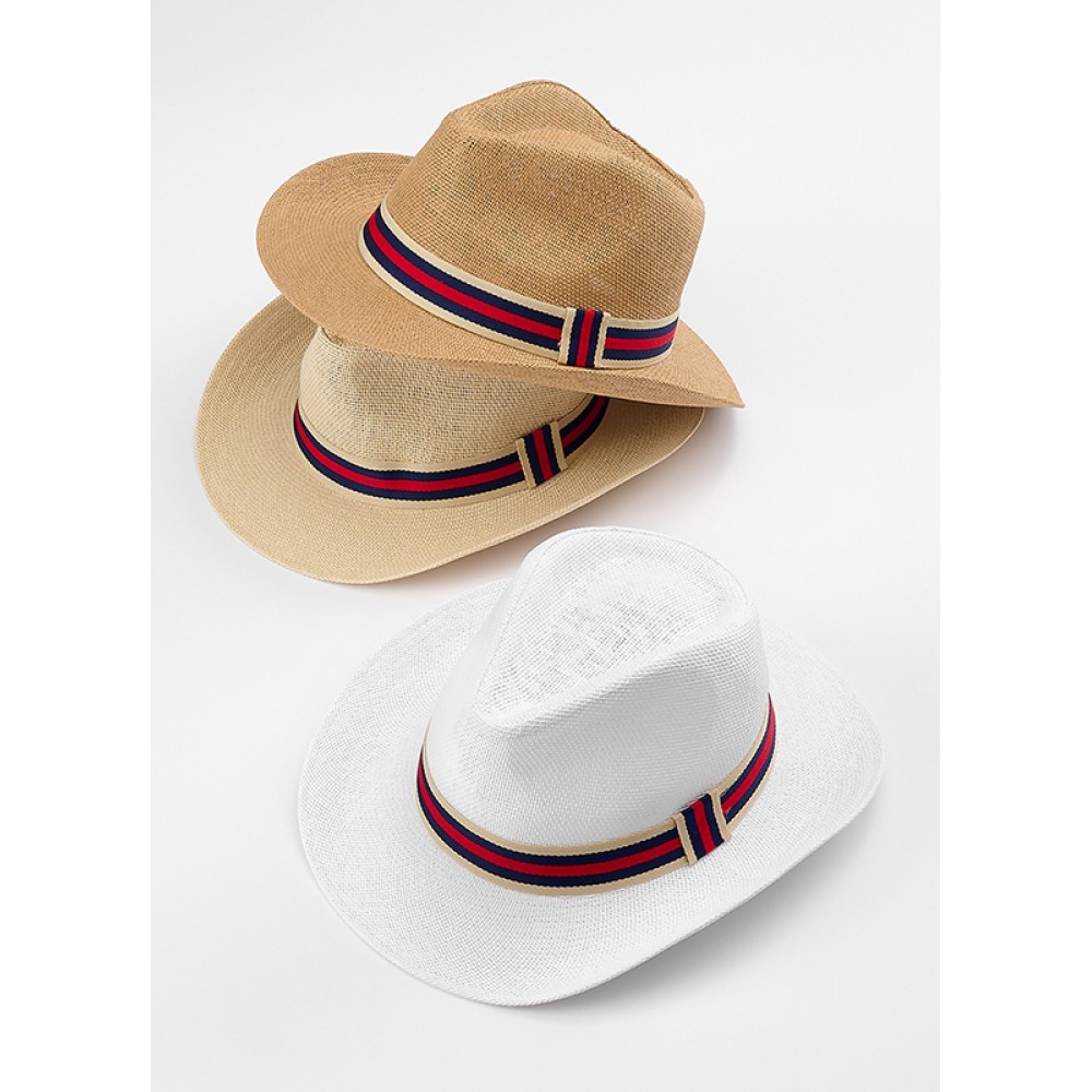 ΚΑΠΕΛΟ ΨΑΘΙΝΟ PANAMA HAT 3 ΧΡΩΜΑΤΩΝ ΜΕ ΤΡΙΧΡΩΜΗ ΚΟΡΔΕΛΑ 