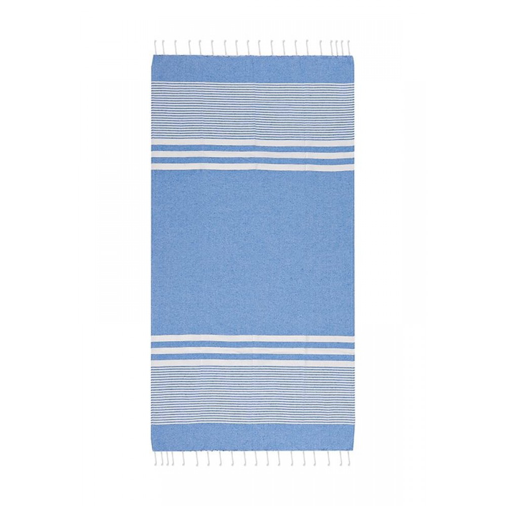 ΠΕΤΣΕΤΑ ΠΑΡΑΛΙΑΣ ΒΑΜΒΑΚΕΡΗ FOUTA ΜΠΛΕ ΜΕ ΡΙΓΕΣ 90X180cm 