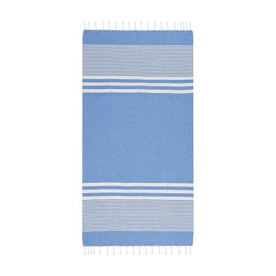 ΠΕΤΣΕΤΑ ΠΑΡΑΛΙΑΣ ΒΑΜΒΑΚΕΡΗ FOUTA ΜΠΛΕ ΜΕ ΡΙΓΕΣ 90X180cm