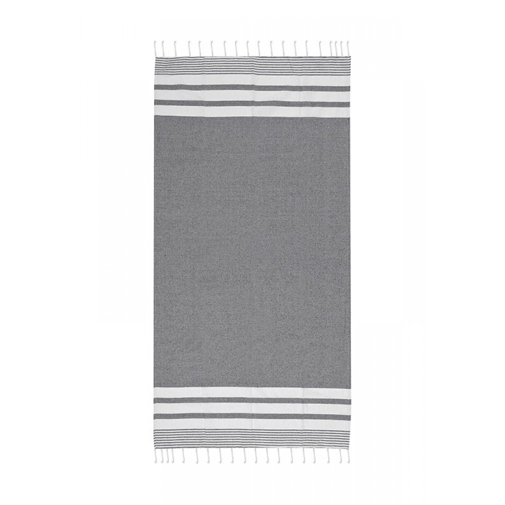 ΠΕΤΣΕΤΑ ΠΑΡΑΛΙΑΣ ΒΑΜΒΑΚΕΡΗ FOUTA ΓΚΡΙ ΜΕ ΡΙΓΕΣ 90X180cm 