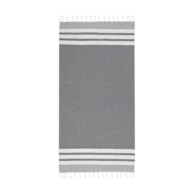 ΠΕΤΣΕΤΑ ΠΑΡΑΛΙΑΣ ΒΑΜΒΑΚΕΡΗ FOUTA ΓΚΡΙ ΜΕ ΡΙΓΕΣ 90X180cm