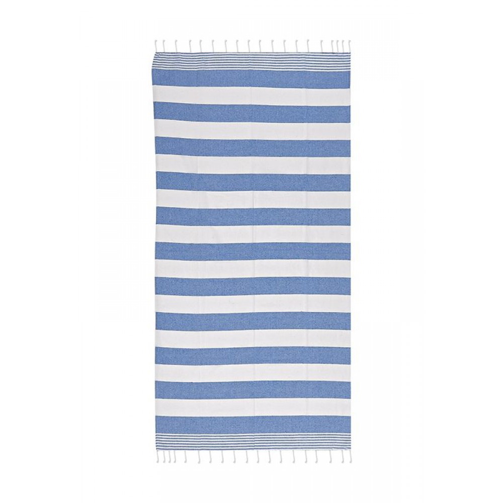 ΠΕΤΣΕΤΑ ΠΑΡΑΛΙΑΣ ΒΑΜΒΑΚΕΡΗ FOUTA ΡΙΓΕΣ ΜΠΛΕ 90X180cm 