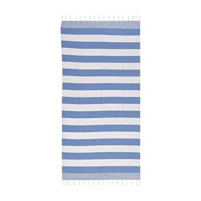 ΠΕΤΣΕΤΑ ΠΑΡΑΛΙΑΣ ΒΑΜΒΑΚΕΡΗ FOUTA ΡΙΓΕΣ ΜΠΛΕ 90X180cm