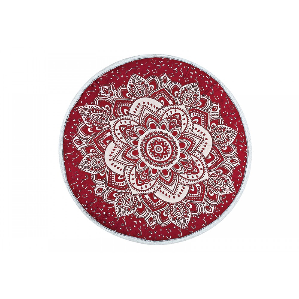 ΠΕΤΣΕΤΑ ΠΑΡΑΛΙΑΣ ΜΠΟΡΝΤΩ MANDALA ΒΑΜΒΑΚΕΡΗ ΣΤΡΟΓΓΥΛΗ FOUTA Φ180cm 