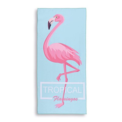 ΠΕΤΣΕΤΑ ΘΑΛΑΣΣΗΣ ΣΙΕΛ ΜΕ ΡΟΖ ΦΛΑΜΙΝΓΚΟ ''TROPICAL FLAMINGOS'' 160cm
