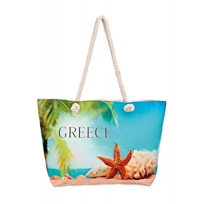 ΤΣΑΝΤΑ ΘΑΛΑΣΣΗΣ ΑΔΙΑΒΡΟΧΗ ΑΣΤΕΡΙΑΣ & ΚΟΡΑΛΛΙΑ 2 ΟΨΕΩΝ ''GREECE'' 58x38x16 cm
