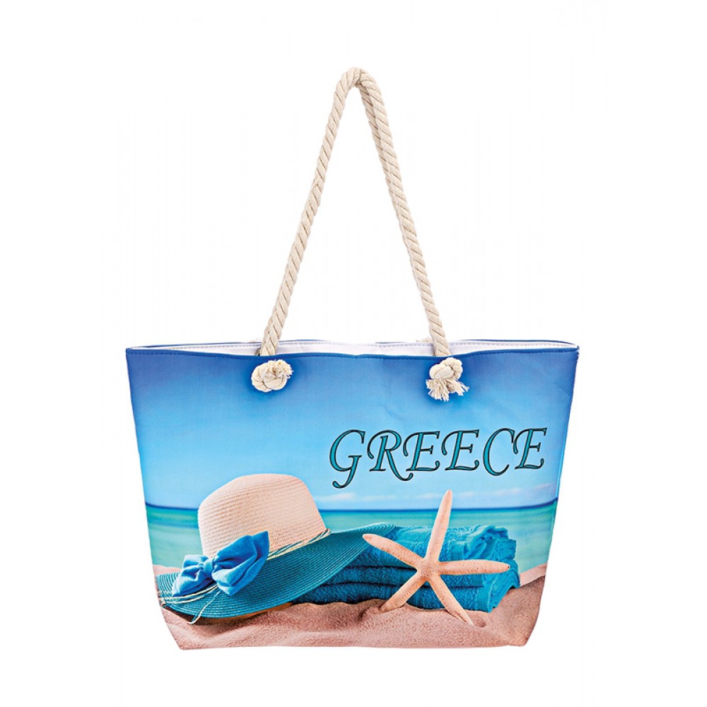 ΤΣΑΝΤΑ ΘΑΛΑΣΣΗΣ ΑΔΙΑΒΡΟΧΗ ΚΑΠΕΛΟ ΑΣΤΕΡΙΑΣ ΠΕΤΣΕΤΑ 2 ΟΨΕΩΝ ''GREECE'' 58x38x16 cm 