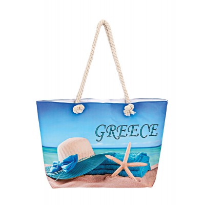 ΤΣΑΝΤΑ ΘΑΛΑΣΣΗΣ ΑΔΙΑΒΡΟΧΗ ΚΑΠΕΛΟ ΑΣΤΕΡΙΑΣ ΠΕΤΣΕΤΑ 2 ΟΨΕΩΝ ''GREECE'' 58x38x16 cm