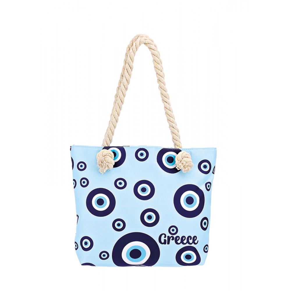 ΤΣΑΝΤΑ ΘΑΛΑΣΣΗΣ ΑΔΙΑΒΡΟΧΗ ΣΙΕΛ ΜΕ ΜΑΤΙΑ 2 ΟΨΕΩΝ ''GREECE'' 33x8x26cm 