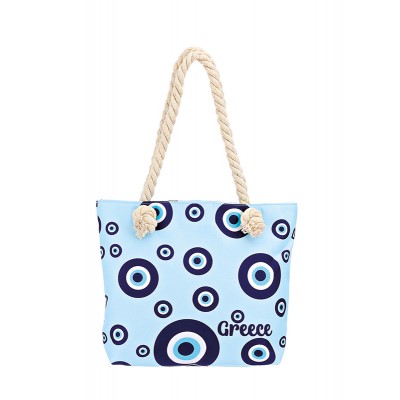 ΤΣΑΝΤΑ ΘΑΛΑΣΣΗΣ ΑΔΙΑΒΡΟΧΗ ΣΙΕΛ ΜΕ ΜΑΤΙΑ 2 ΟΨΕΩΝ ''GREECE'' 33x8x26cm