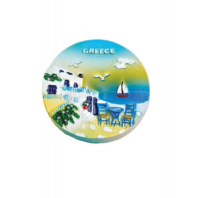 ΜΑΓΝΗΤΑΚΙ ΣΤΡΟΓΓΥΛΟ ΗΛΙΟΒΑΣΙΛΕΜΑ ''GREECE'' Φ7cm