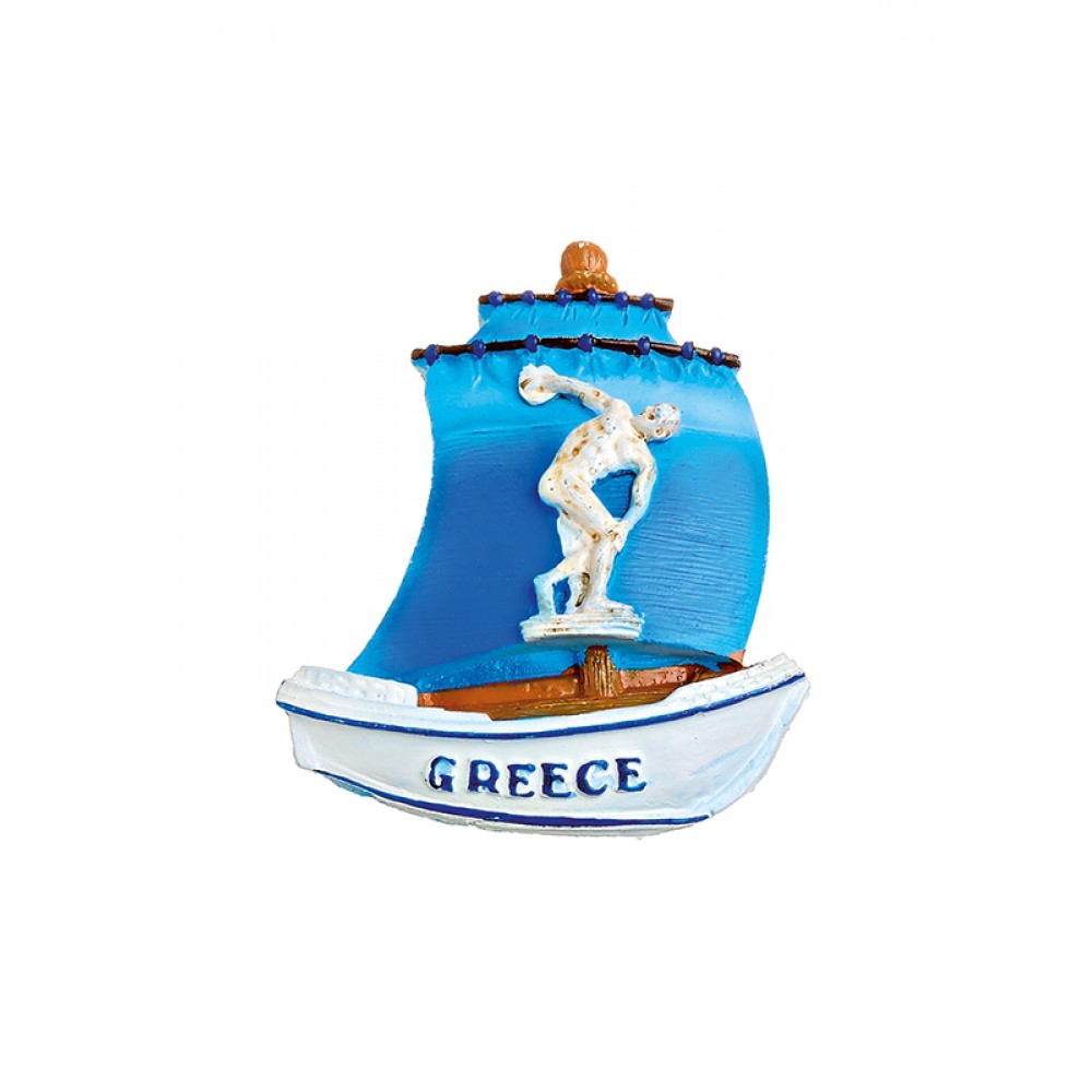 ΜΑΓΝΗΤΑΚΙ ΙΣΤΙΟΦΟΡΟ ΔΙΣΚΟΒΟΛΟΣ ''GREECE''  6x7 cm 